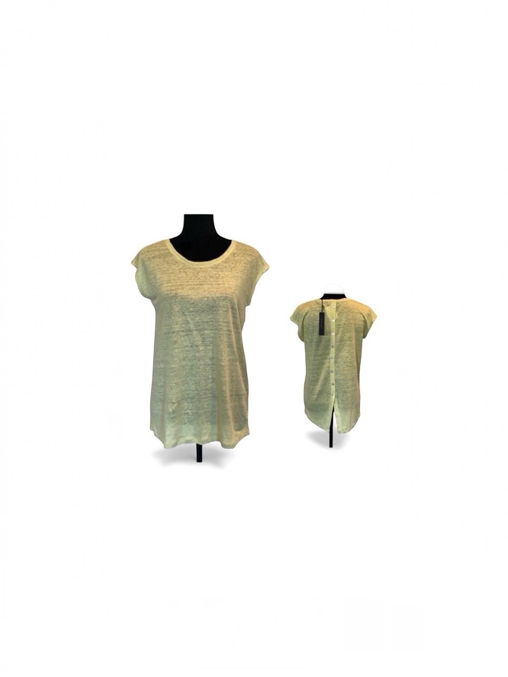 Tahari NWT 100% linen shortsleeve pullover casual yellow t shirt top size small